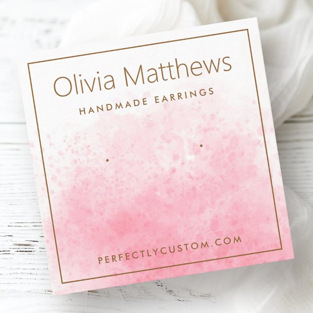 Elegant pink white watercolor earring card (Elegant pink white watercolor earring card)