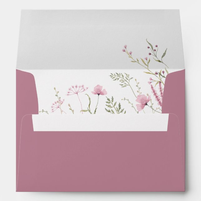 Elegant pink wild Floral Wedding  Envelope (Back (Bottom))