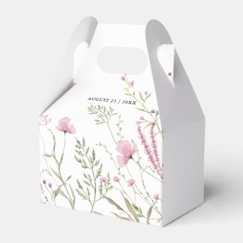Elegant Pink Wild Floral Wedding Favor Boxes