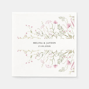 Elegant Pink Wild Floral Wedding Napkins