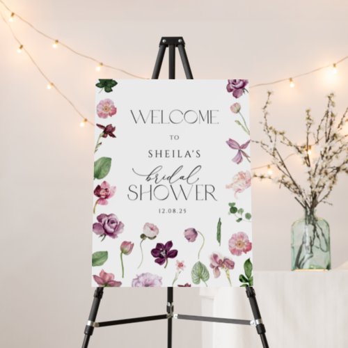 Elegant Pink Wildflower Bridal Shower Welcome Foam Board