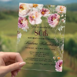 Elegant Pink Wildflower Floral 80th Birthday Party Acrylic Invitations<br><div class="desc">Start this special 80th birthday celebration in a elegant style with this beautifully feminine gentle floral invitation with watercolor mixed wildflowers and trailing greenery. All of the text can be personalized for your party including the guest of honor's age. If you have any special requests or require design assistance, just...</div>