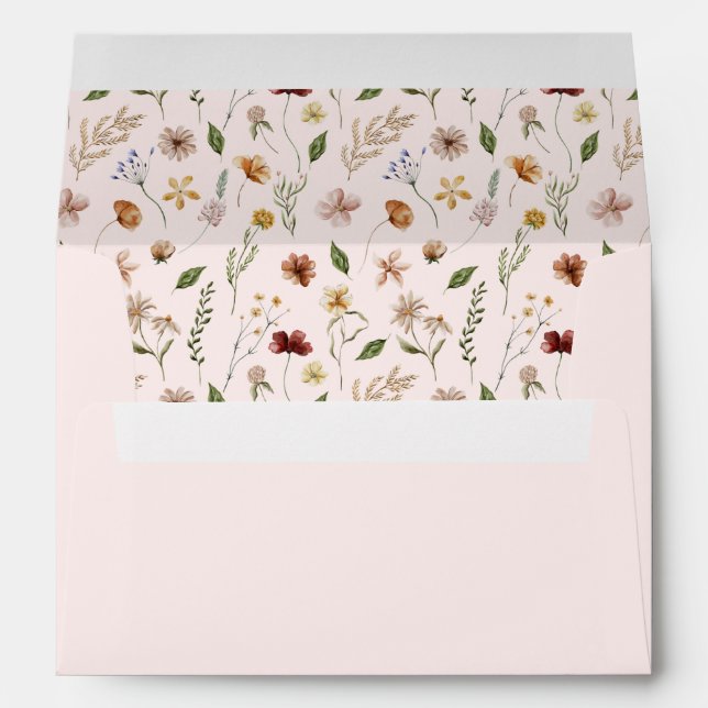 Elegant Pink Wildflower Girl Baby Shower Envelope (Back (Bottom))