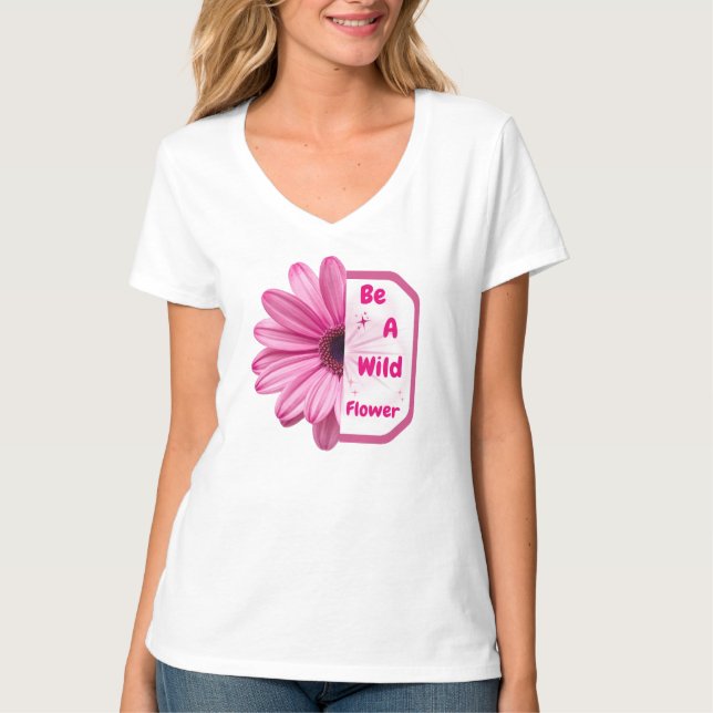 Elegant Pink Wildflower Quote Women's T-shirt (Front)