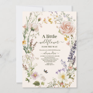 Elegant Pink Wildflower Rustic Boho Baby Shower Invitation