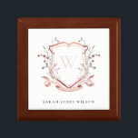 Elegant Pink Wildflower Watercolor Crest Monogram Gift Box<br><div class="desc">Pastel Wildflower watercolor Collection- it's an elegant watercolor Illustration of pink blush watercolor delicate wildflowers with a modern minimal touch. Perfect for your modern floral wedding & parties. It’s very easy to customize,  with your personal details. If you need any other matching product or customization,  kindly message via Zazzle.</div>