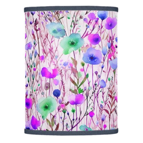 Elegant pink wildflowers watercolor lamp shade