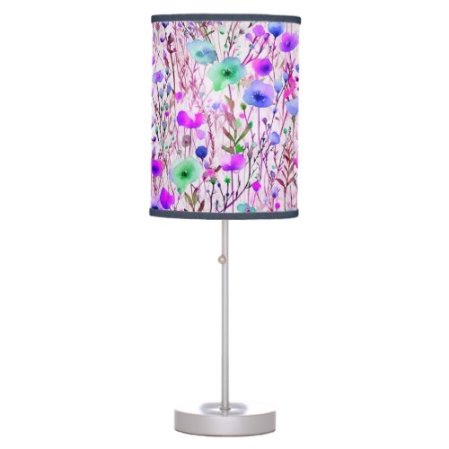 Elegant pink wildflowers watercolor table lamp