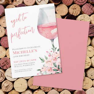 Elegant Pink Wine 50th Birthday Party Invitation