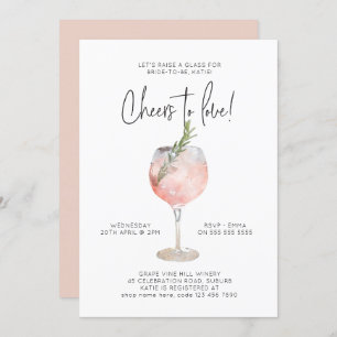 Elegant Pink Wine Cheers to Love Bridal Shower Invitation