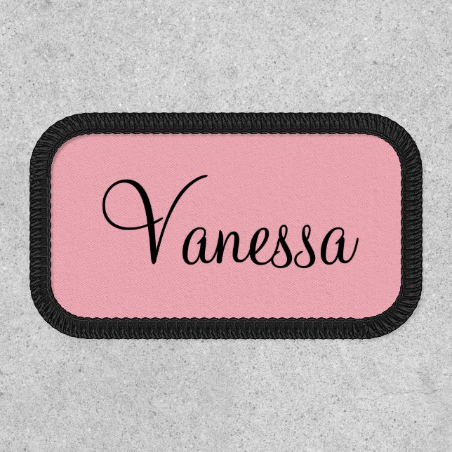 Elegant Pink with Black Script for Name Patch (Front)