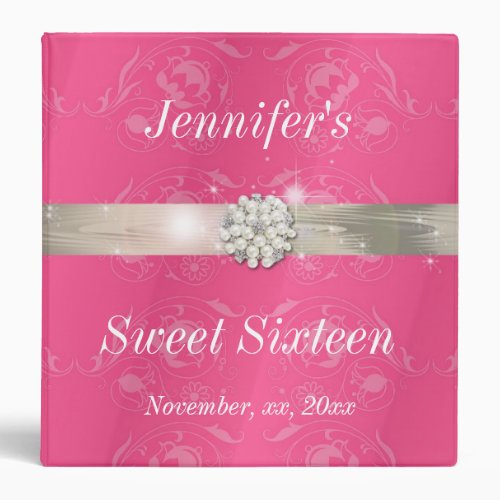 Elegant Pink with Pearls Sweet Sixteen Photo Album Binder