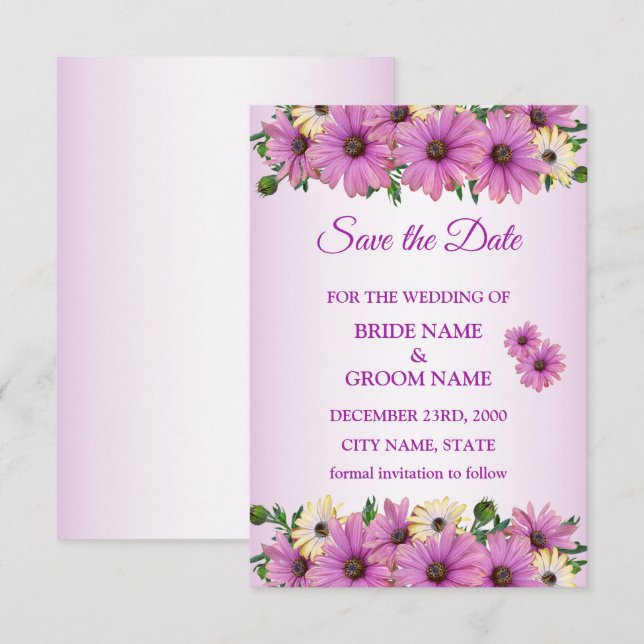 ًElegant Pink Yellow Floral Rustic Save The Date (Front/Back)