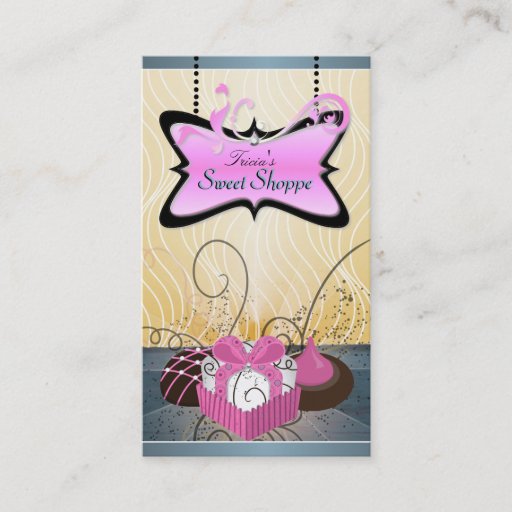 Customizable Elegant Pink &amp; Yellow Swirl CookieBusiness Card