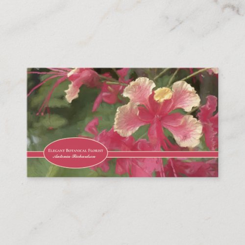 Elegant Pink Yellow Watercolor Flowers Personalize Business Card