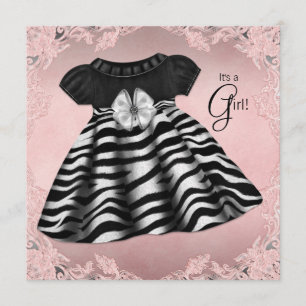 Elegant Pink Zebra Baby Shower Invitation