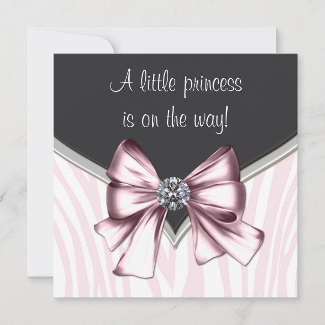 Elegant Pink Zebra Baby Shower Invitation (Front)
