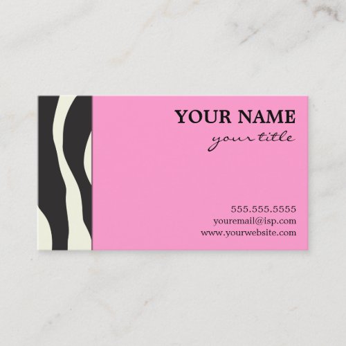 Elegant Pink Zebra Business Cards