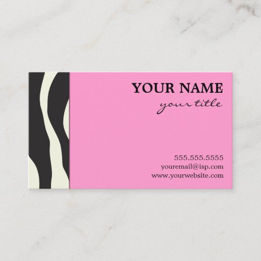 Customizable Elegant Pink Zebra Business Cards