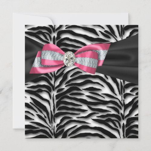 Elegant Pink Zebra Party Invitations