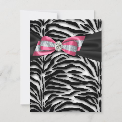 Elegant Pink Zebra Party Invitations