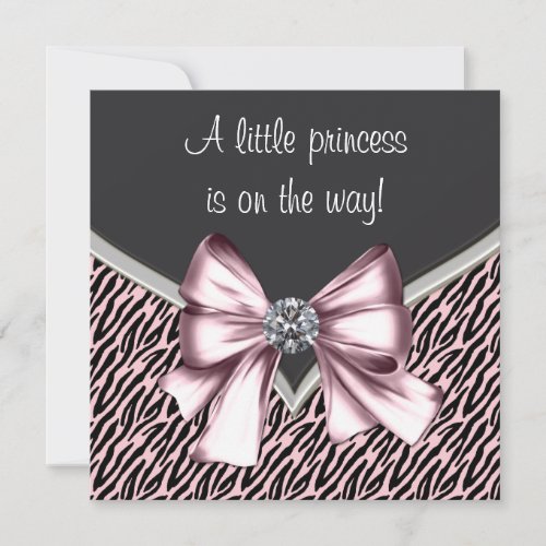 Elegant Pink Zebra Princess Baby Shower Invitation