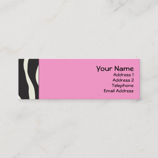Customizable Elegant Pink Zebra Skinny Profile Cards Business Card