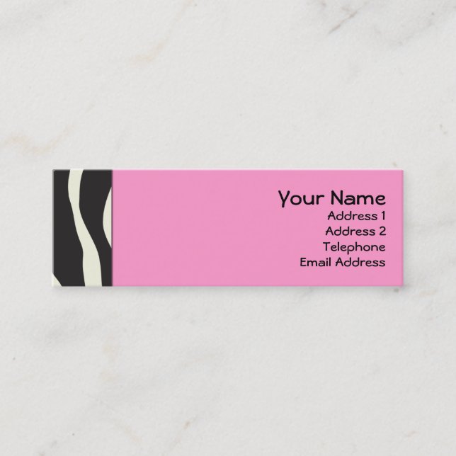 Elegant Pink Zebra Skinny Profile Cards (Front)