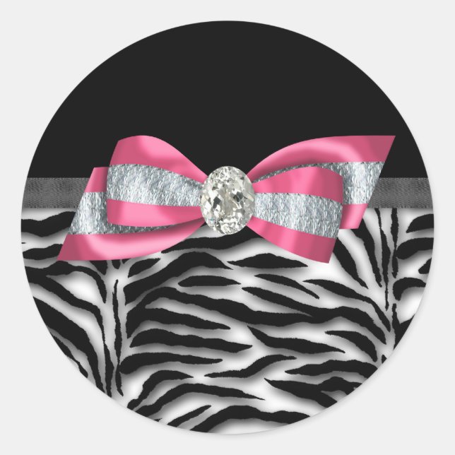 Elegant Pink Zebra Stickers (Front)