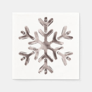 Elegant Pinkish Gray Snowflake Winter Party Napkins