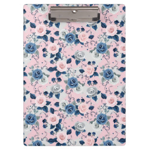 Elegant Pinks, Blues, and Gray Roses Clipboard