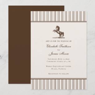 Elegant Pinstripe Horse Equestrian Wedding Invitation
