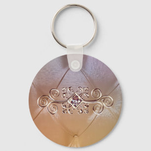 Elegant pintuck satin and pink diamond keychain