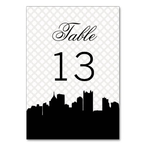 Elegant Pittsburgh Black and White Lace Wedding Table Number