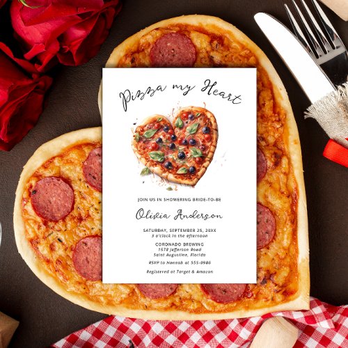 Elegant Pizza My Heart Italian Bridal Shower Invitation