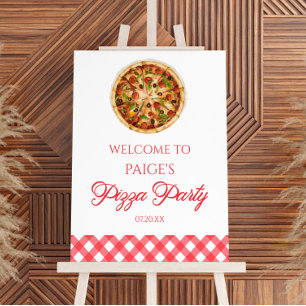Elegant Pizza Party Birthday Party Welcome Sign