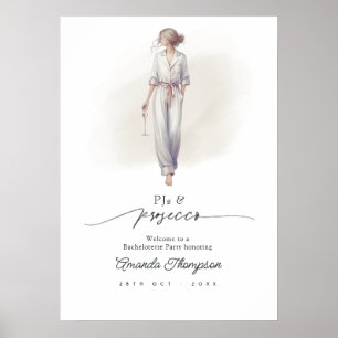 Elegant PJs & Prosecco Bachelorette Party Welcome  Poster