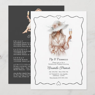 Elegant PJs & Prosecco Bachelorette Weekend Invitation