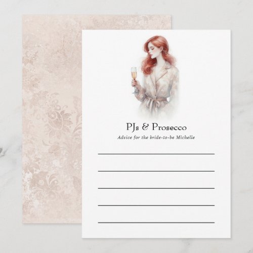Elegant PJs & Prosecco Bridal Shower Advice Card