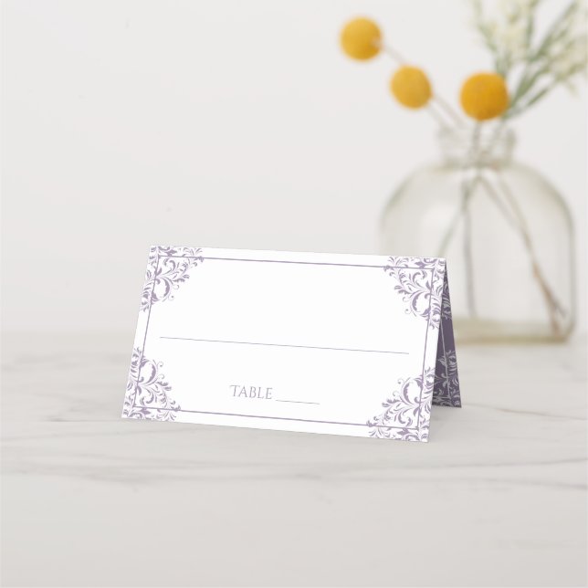 Elegant Place Card Tent Cards- Nadine (Lavender) (Front)