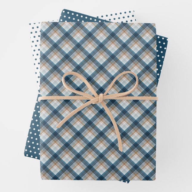 Elegant Plaid And Polka Dots Art Wrapping Paper Sheets (In situ)
