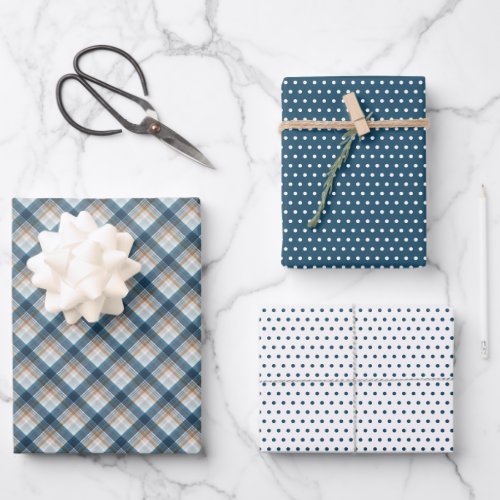 Elegant Plaid And Polka Dots Art Wrapping Paper Sheets