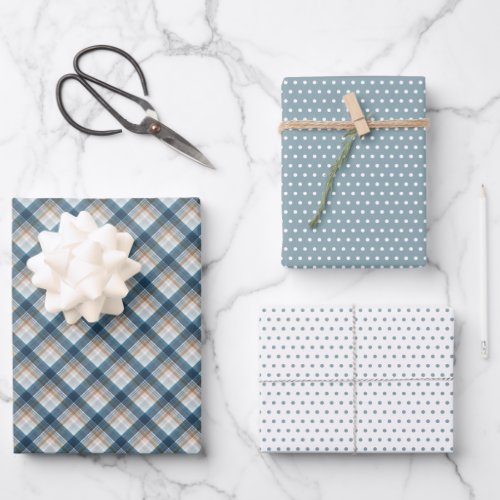 Elegant Plaid And Polka Dots Art Wrapping Paper Sheets
