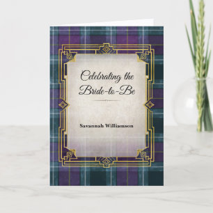 Elegant Plaid Art Deco Bridal Shower Card