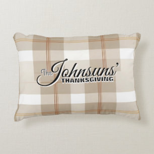 Elegant Plaid Autumn Thanksgiving Accent Pillow