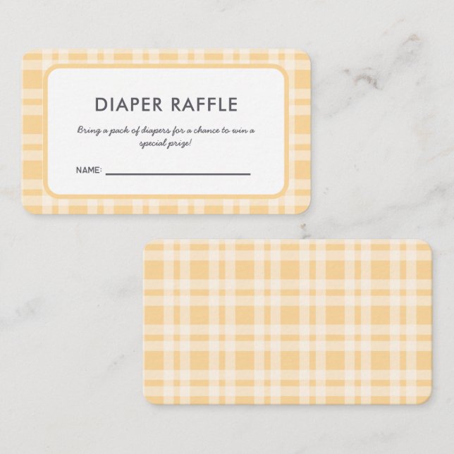 Elegant Plaid Baby Shower Diaper Raffle Ticket Enclosure Card (Front/Back)