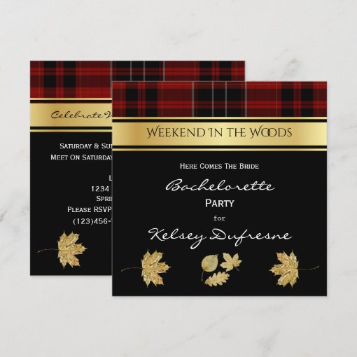 Elegant Plaid Bachelorette Party Invitation | Zazzle