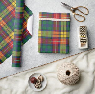 Elegant Plaid Bright Clan Buchanan Tartan Wrapping Paper