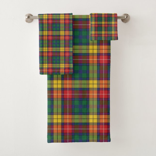 Elegant Plaid Buchanan Tartan Bath Towel Set (Insitu)