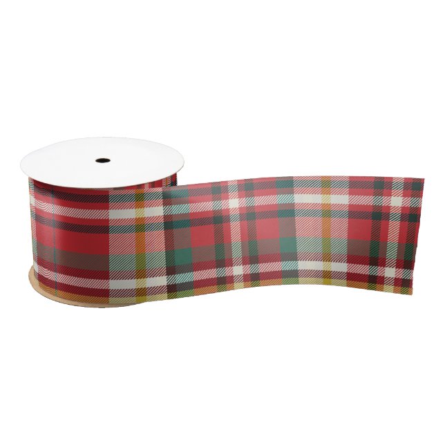 Elegant Plaid Christmas Holiday Rustic Satin Ribbon (Spool)
